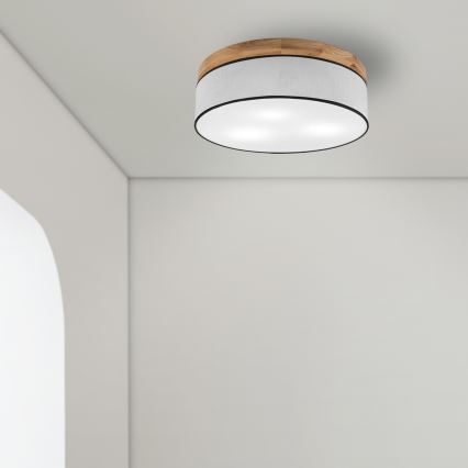 Brilagi - Plafoniera BELLADONNA 3xE27/15W/230V diametro 50 cm bianco/quercia