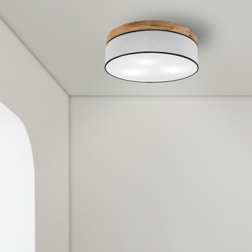 Brilagi - Plafoniera BELLADONNA 3xE27/15W/230V diametro 50 cm bianco/quercia