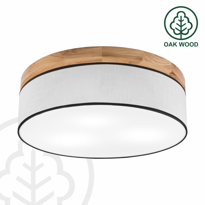 Brilagi - Plafoniera BELLADONNA 3xE27/15W/230V diametro 50 cm bianco/quercia