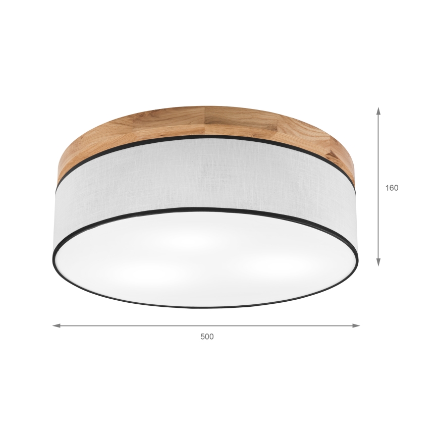 Brilagi - Plafoniera BELLADONNA 3xE27/15W/230V diametro 50 cm bianco/quercia