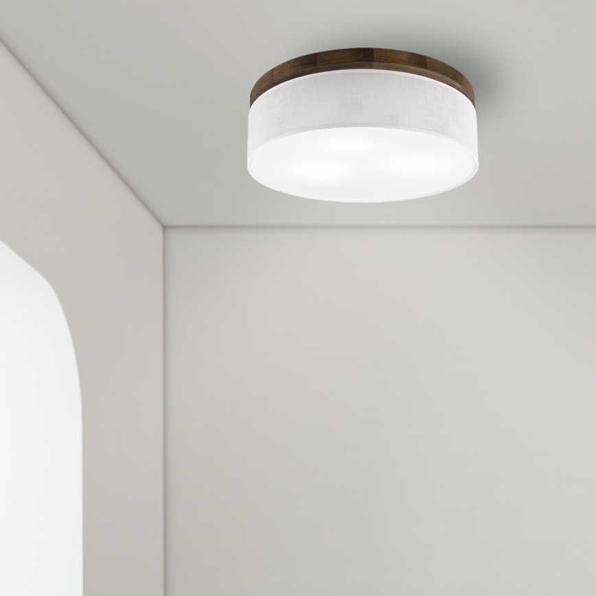 Brilagi - Plafoniera BELLADONNA 3xE27/15W/230V diametro 50 cm bianco/quercia