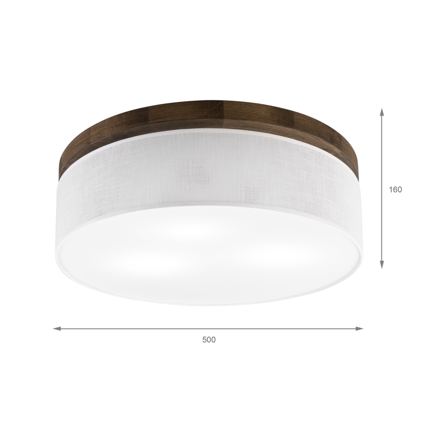 Brilagi - Plafoniera BELLADONNA 3xE27/15W/230V diametro 50 cm bianco/quercia