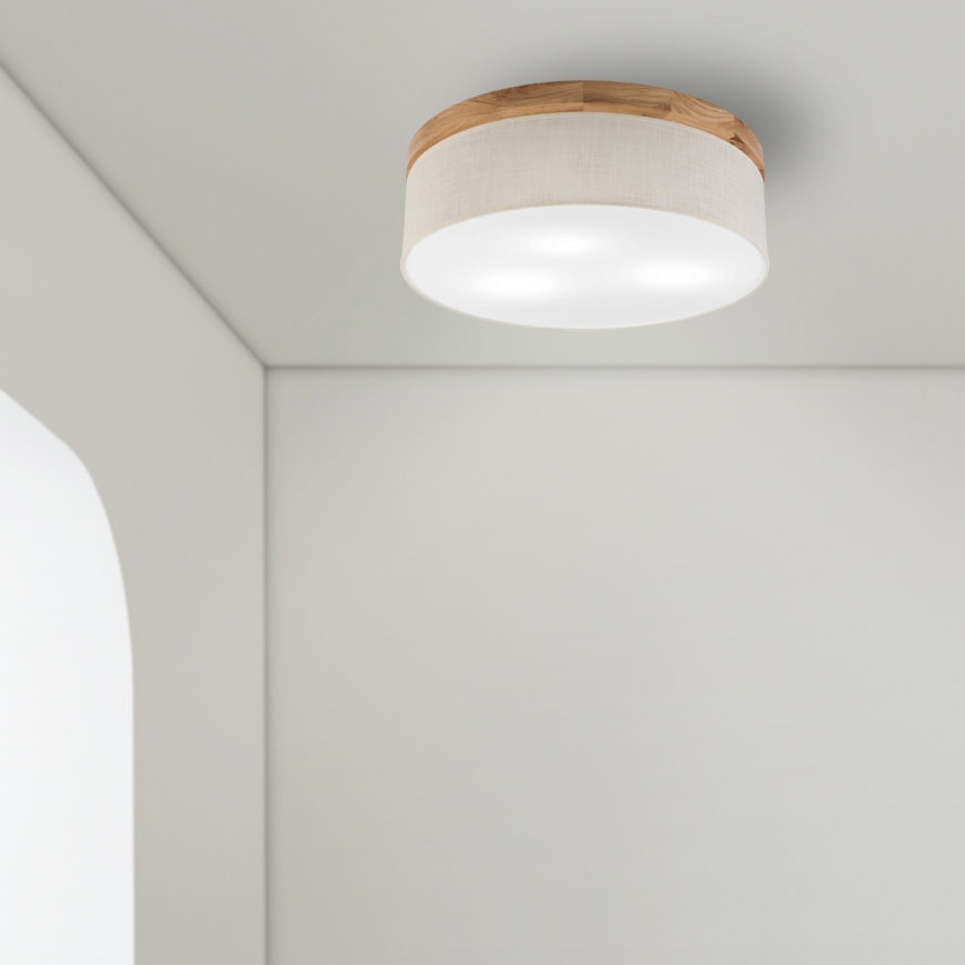 Brilagi - Plafoniera BELLADONNA 3xE27/15W/230V diametro 50 cm color crema/quercia