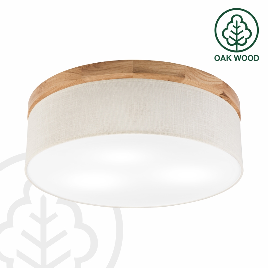 Brilagi - Plafoniera BELLADONNA 3xE27/15W/230V diametro 50 cm color crema/quercia