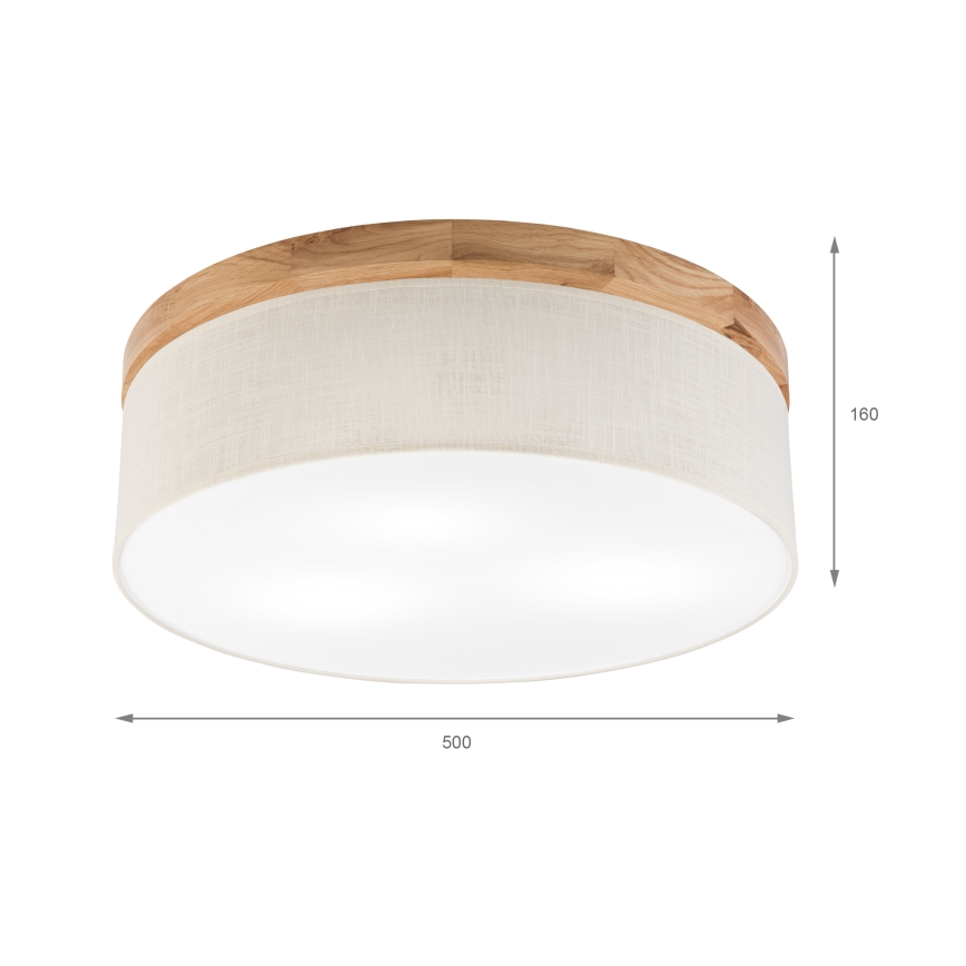Brilagi - Plafoniera BELLADONNA 3xE27/15W/230V diametro 50 cm color crema/quercia