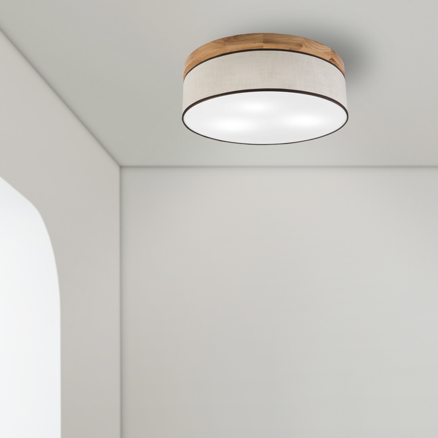 Brilagi - Plafoniera BELLADONNA 3xE27/15W/230V diametro 50 cm color crema/quercia