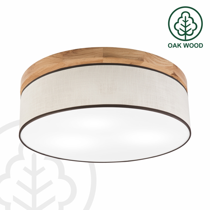 Brilagi - Plafoniera BELLADONNA 3xE27/15W/230V diametro 50 cm color crema/quercia