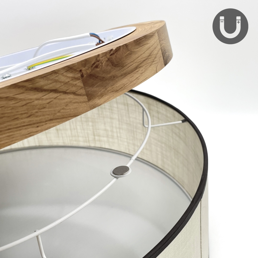 Brilagi - Plafoniera BELLADONNA 3xE27/15W/230V diametro 50 cm color crema/quercia
