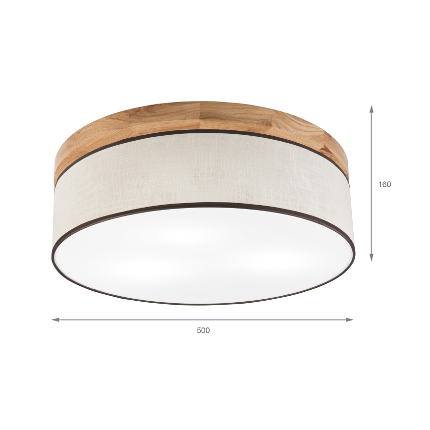 Brilagi - Plafoniera BELLADONNA 3xE27/15W/230V diametro 50 cm color crema/quercia