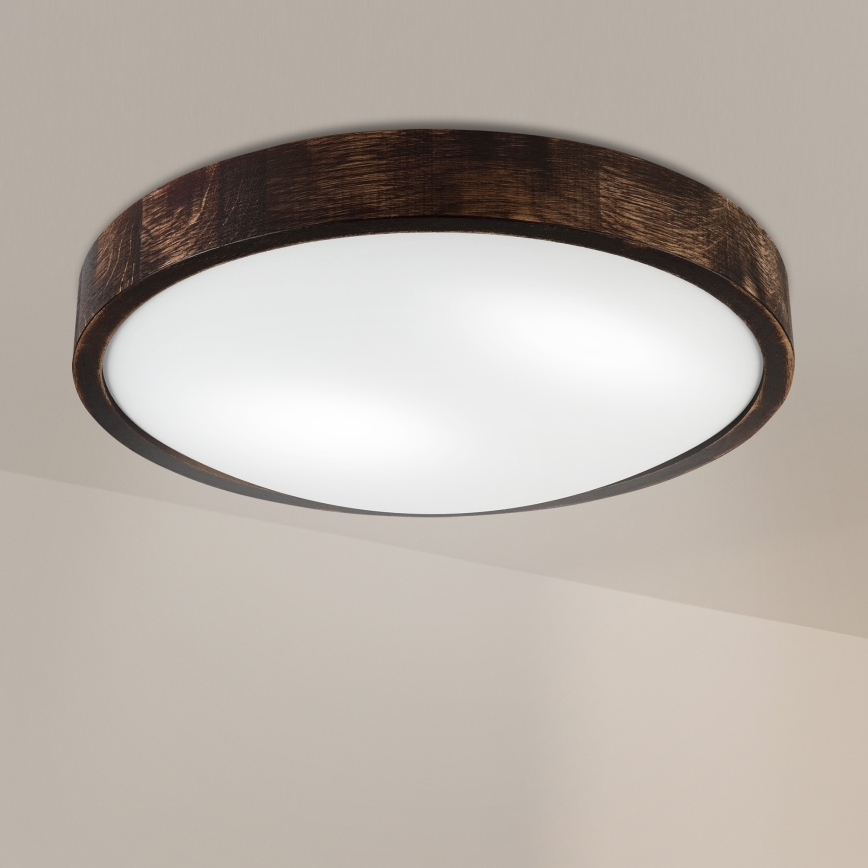 Brilagi - Plafoniera CARVALHO SLIM SMOKEY 2xE27/60W/230V rovere Ø 37,5 cm