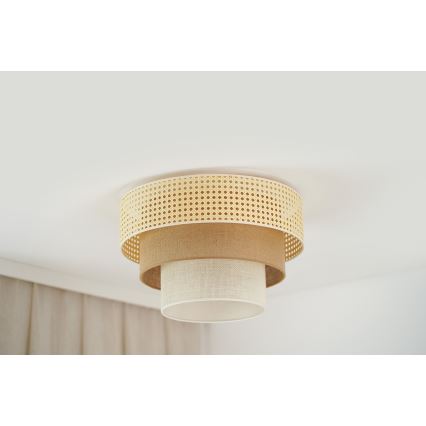 Brilagi - Lampada da soffitto CEDAR LUNETA 1xE27/15W/230V diam. 45 cm rattan/marrone/crema