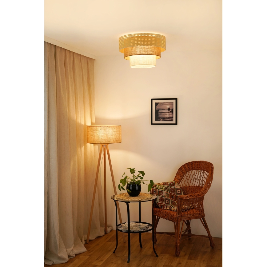 Brilagi - Lampada da soffitto CEDAR LUNETA 1xE27/15W/230V diam. 45 cm rattan/marrone/crema