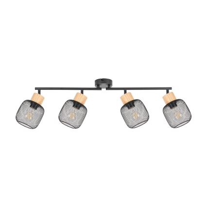 Brilagi - Plafoniera con 4 faretti BASKLITE 4xE27/15W/230V legno/nero