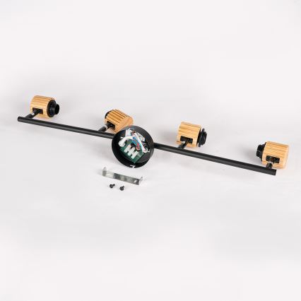 Brilagi - Plafoniera con 4 faretti BASKLITE 4xE27/15W/230V legno/nero