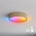 Brilagi - Plafoniera da bagno a LED RGBW dimmerabile CLARE 2xE27/9W/230V 2700-6500K Ø 30 cm IP54 Wi-Fi beige