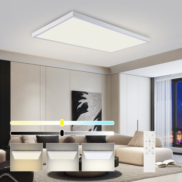 Brilagi - Plafoniera da bagno dimmerabile a LED FRAME SMART LED/96W/230V 120x60 cm 3000-6000K IP44 bianca + telecomando