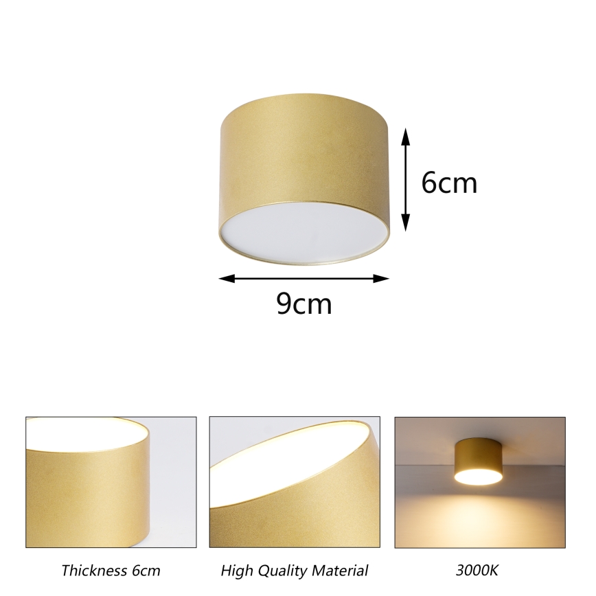 BRILAGI - Plafoniera da bagno FORIS LED/9W/230V Ø 9 cm dorata IP44 CRI 90