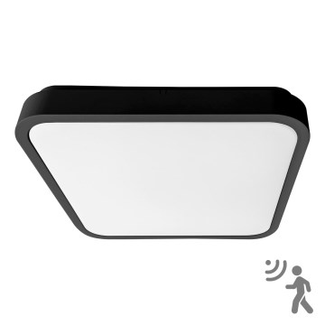 Brilagi - Plafoniera da bagno LED con sensore ZENNA LED/12W/230V 24 x 24 cm IP44 nera + telecomando