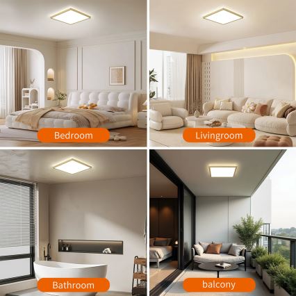 Brilagi - Plafoniera da bagno LED ULTRA SLIM 24W/230V 42x42 cm dorata IP54