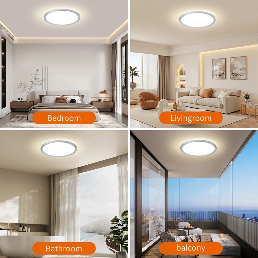Brilagi - Plafoniera LED da bagno ULTRA SLIM LED/24W/230V Ø 42 cm argento IP54