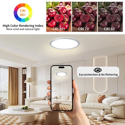 Brilagi - Plafoniera LED da bagno ULTRA SLIM LED/24W/230V Ø 42 cm argento IP54