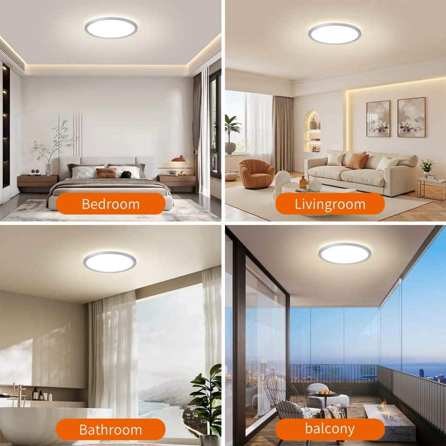 Brilagi - Plafoniera da soffitto per bagno ULTRA SLIM LED/18W/230V Ø 30 cm argento IP54