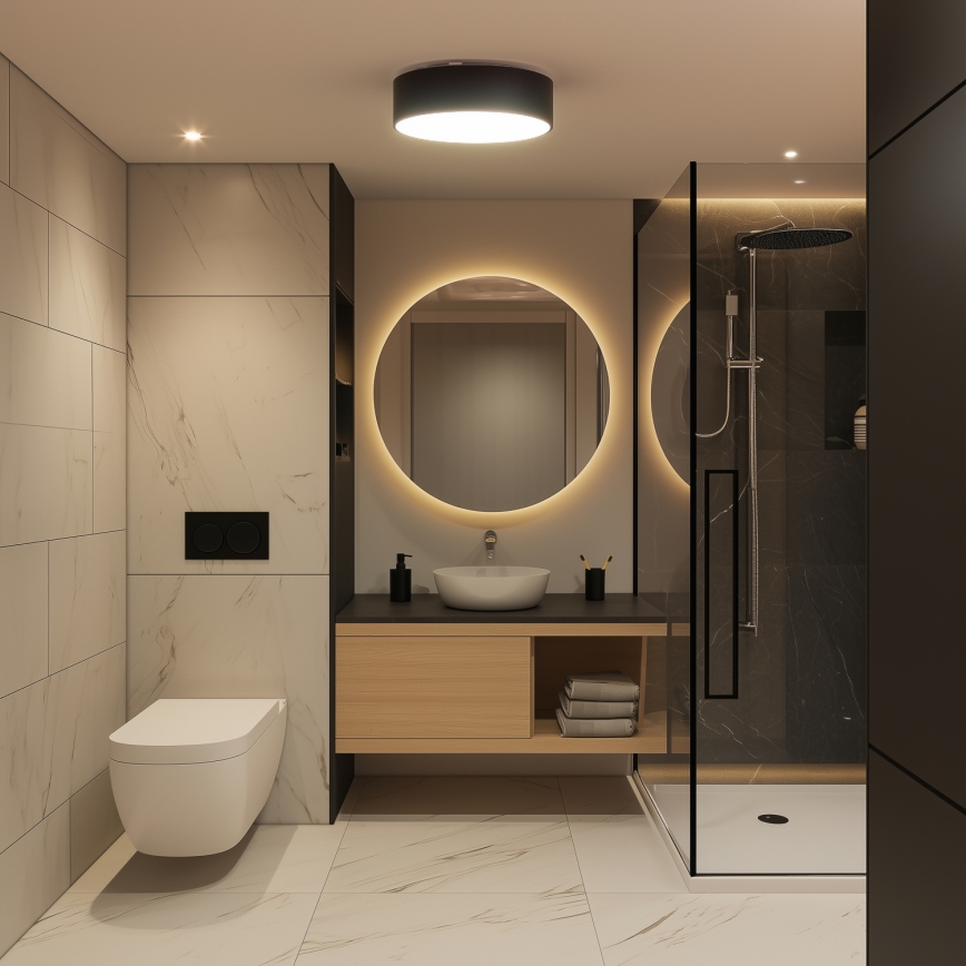 Brilagi - Plafoniera da bagno POOL 3xE27/15W/230V Ø 40 cm IP54 nero