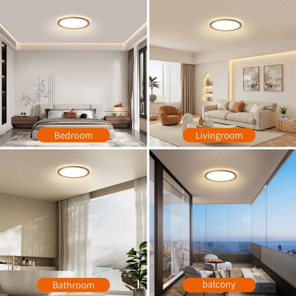 Brilagi - Plafoniera da bagno ULTRA SLIM LED/12W/230V Ø 22,5 cm oro rosa IP54