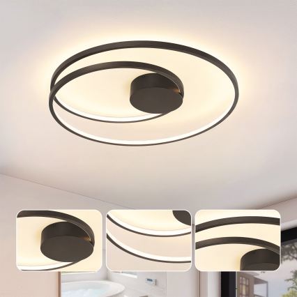 Brilagi - Plafoniera dimmerabile a LED TWISTER LED/75W/230V 3000-6000K Ø 70 cm nera + telecomando