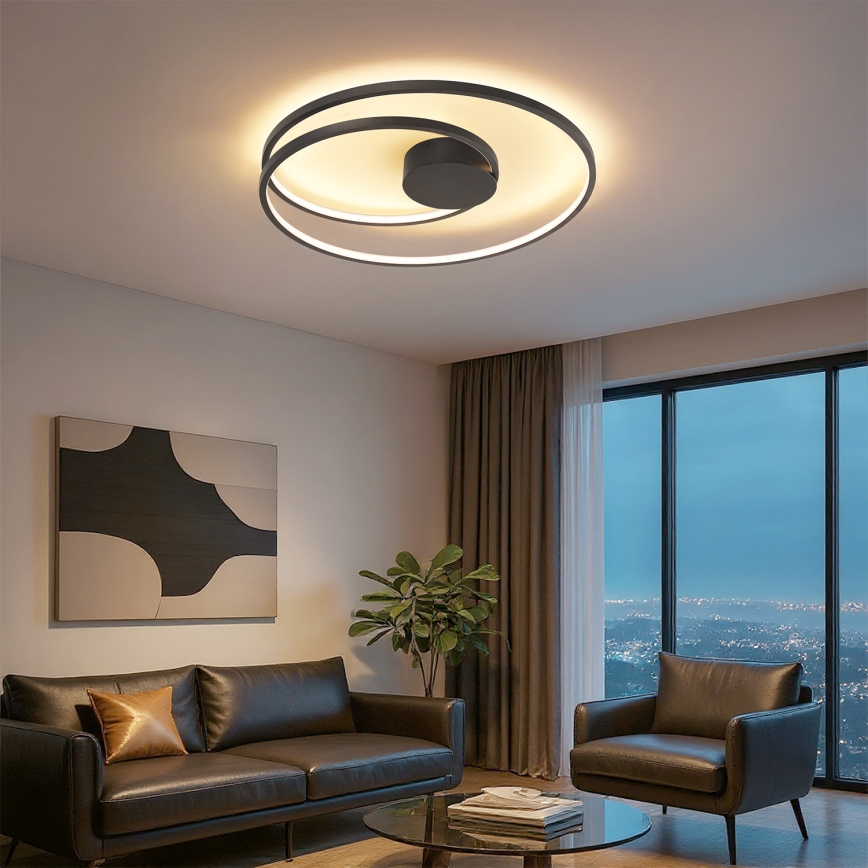 Brilagi - Plafoniera dimmerabile a LED TWISTER LED/75W/230V 3000-6000K Ø 70 cm nera + telecomando