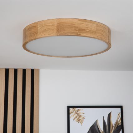 Brilagi - Plafoniera LED RGBW dimmerabile CARVALHO 3xE27/9W/230V 2700-6500K Wi-Fi rovere Ø 47,5 cm