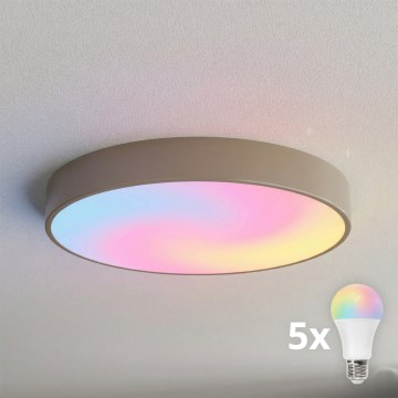 Brilagi - Plafoniera da soffitto LED RGBW dimmerabile CLARE 5xE27/9W/230V 2700-6500K Ø 60 cm Wi-Fi beige
