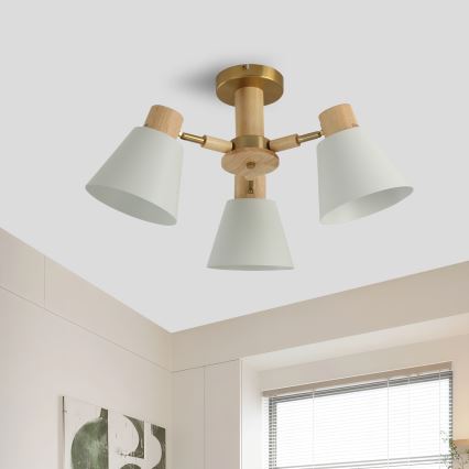 Brilagi - Plafoniera da soffitto LUND WOOD 3xE27/40W/230V Ø 50 cm legno di hevea