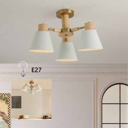 Brilagi - Plafoniera da soffitto LUND WOOD 3xE27/40W/230V Ø 50 cm legno di hevea