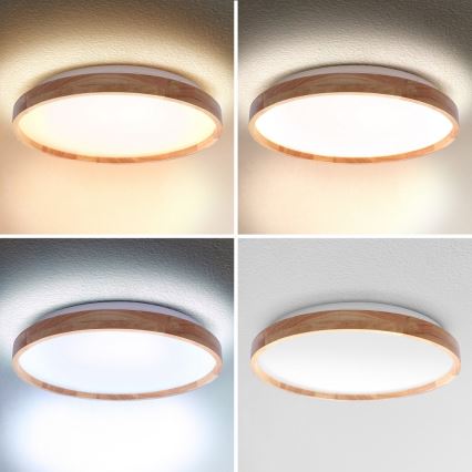 Brilagi - Plafoniera LED dimmerabile ALSON LED/48W/230V 3000-6500K rovere Ø 39,5 cm + telecomando