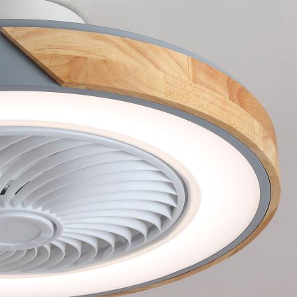 Brilagi - Plafoniera LED dimmerabile con ventilatore LED/38W/230V 3000-6500K 3000-6500K Ø 50 cm grigio/rovere + telecomando