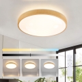 Brilagi - Plafoniera dimmerabile a LED GLASS POOL DOUBLE LED/48W/230V 3000-6000K 40 cm finitura effetto legno + telecomando
