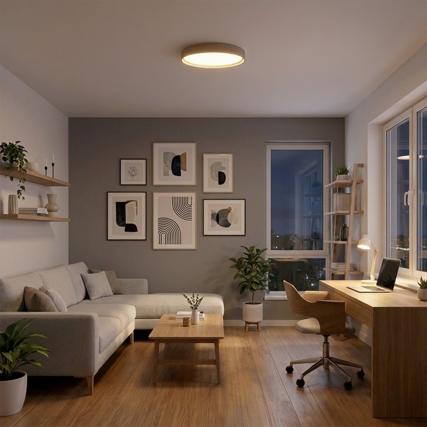 Brilagi - Plafoniera LED dimmerabile LUCIA LED/60W/230V 3000-6500K Ø 59 cm taupe + telecomando