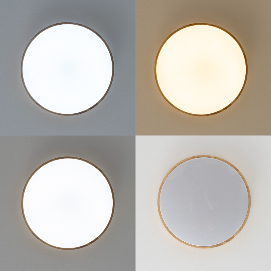 Brilagi - Plafoniera LED dimmerabile PINE LED/24W/230V in legno Ø 42 cm 3000-6500K + telecomando