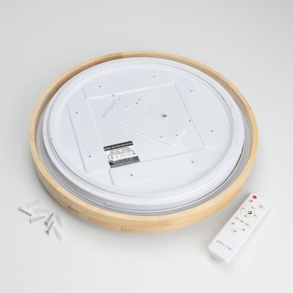 Brilagi - Plafoniera LED dimmerabile PINE LED/24W/230V in legno Ø 42 cm 3000-6500K + telecomando