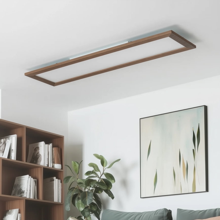 Brilagi - Lampada da soffitto dimmerabile a LED SLIMFRAME WOOD LED/58W/230V 124x34 cm 3000-6000K marrone scuro + telecomando