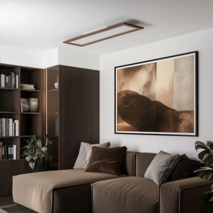 Brilagi - Lampada da soffitto dimmerabile a LED SLIMFRAME WOOD LED/58W/230V 124x34 cm 3000-6000K marrone scuro + telecomando