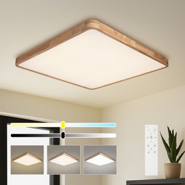 Brilagi - Plafoniera dimmerabile a LED WOODLINE SQUARE LED/100W/230V 3000-6000K rovere 80x80 cm + telecomando
