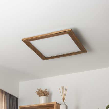 Brilagi - Plafoniera LED dimmerabile SLIMFRAME WOOD LED/36W/230V 49,5x49,5 cm 3000-6000K marrone + telecomando