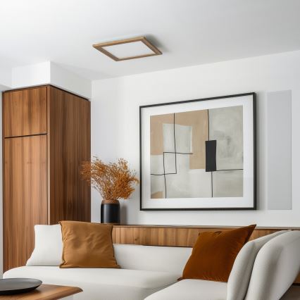 Brilagi - Plafoniera LED dimmerabile SLIMFRAME WOOD LED/36W/230V 49,5x49,5 cm 3000-6000K marrone + telecomando