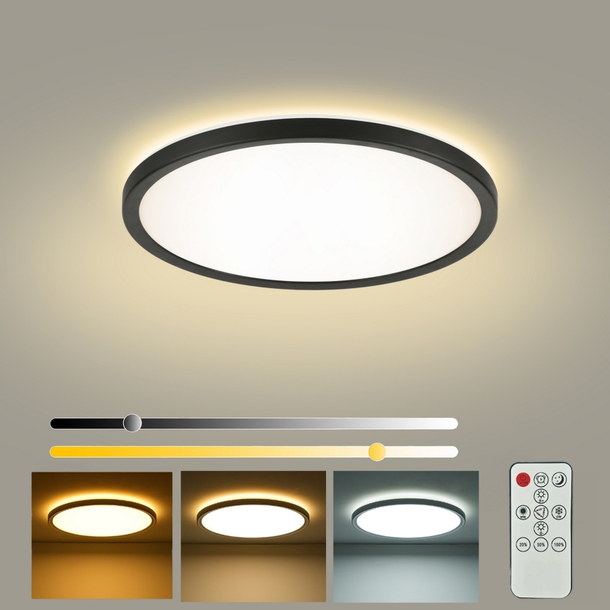 Brilagi - Plafoniera dimmerabile LED ULTRA SLIM/18W/230V 2700-6500K Ø 30 cm nera + telecomando