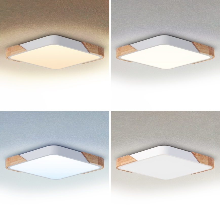 Brilagi - Plafoniera LED dimmerabile PILANA LED/60W/230V 3000-6500K rovere/bianco 56x56 cm + telecomando