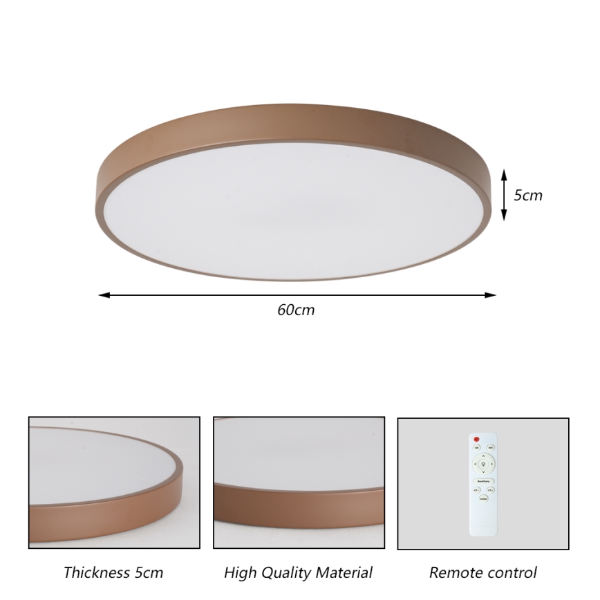 Brilagi - Plafoniera LED dimmerabile POOL LED/60W/230V 3000-6000K Ø 60 cm marrone + telecomando