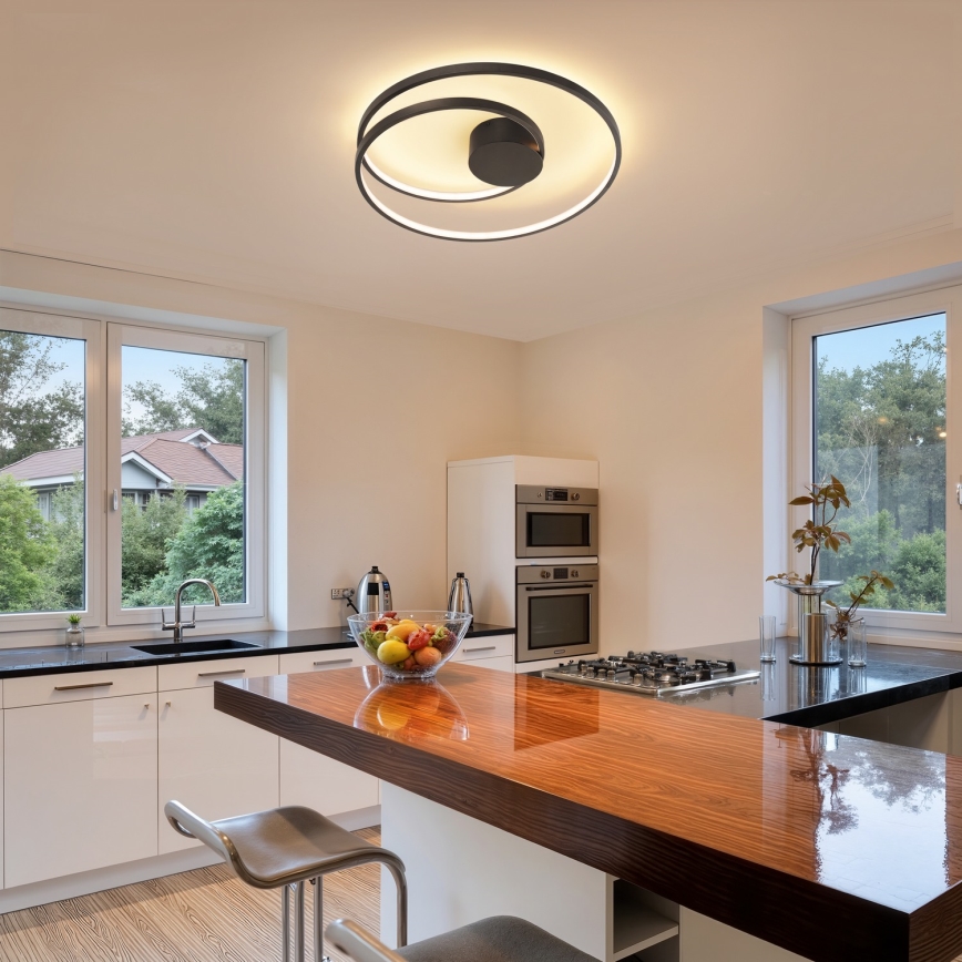 Brilagi - Plafoniera LED dimmerabile TWISTER LED/48W/230V 3000-6000K Ø 50 cm nero + telecomando