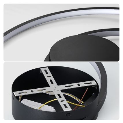 Brilagi - Plafoniera LED dimmerabile TWISTER LED/48W/230V 3000-6000K Ø 50 cm nero + telecomando